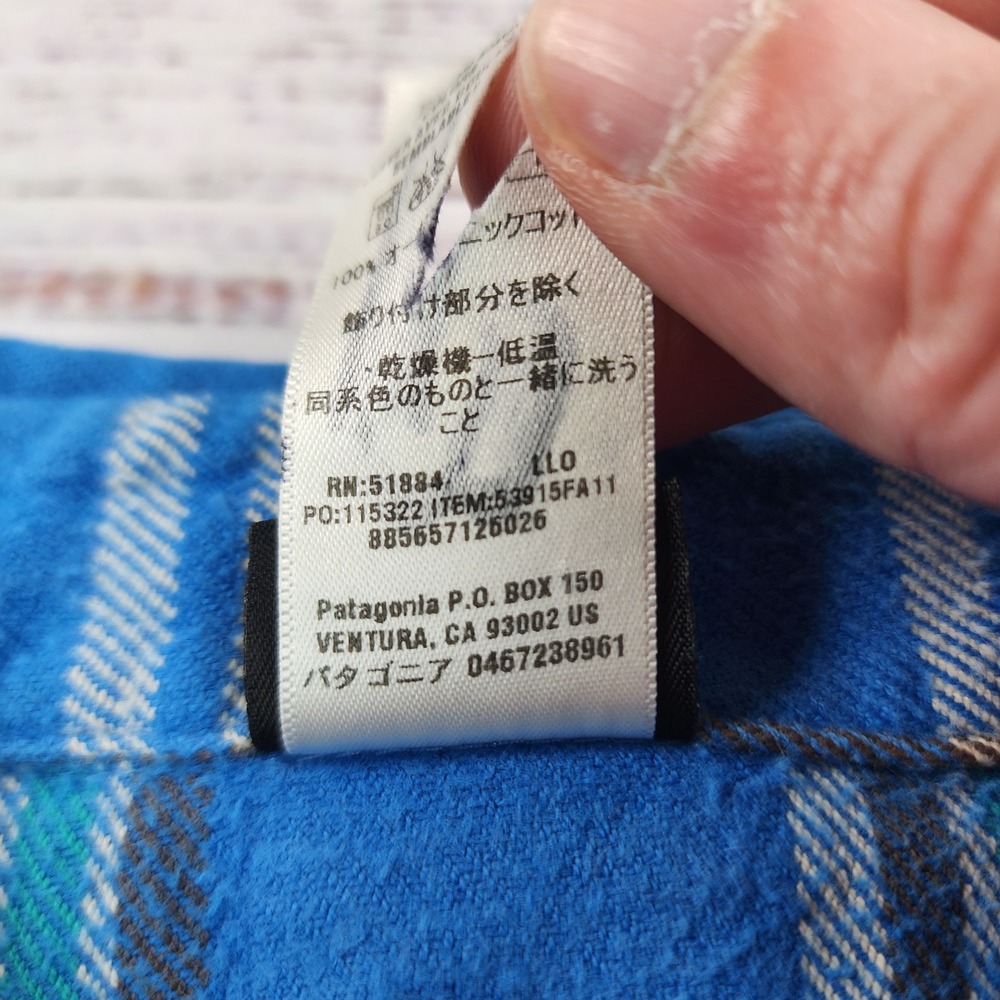Patagonia Fjord Flannel 53915 Blue Plaid Organic Cotton Shirt Womens‎ 2 Western - Picture 4 of 6